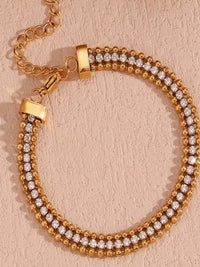 Triple Layer Crystal Tennis & Bead Chain Bracelet - view 6