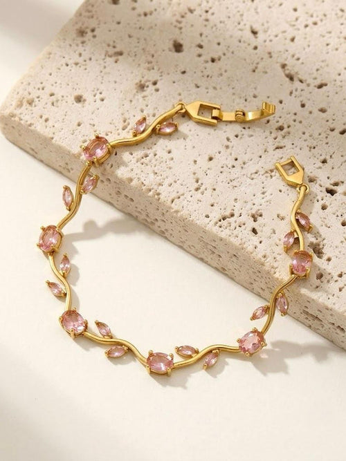 Tulip Vine Bracelet — Pink - 18K gold-plated stainless steel jewelry