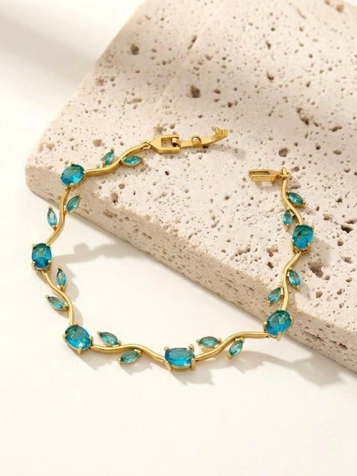 Tulip Vine Bracelet — Teal - 18K gold-plated stainless steel jewelry