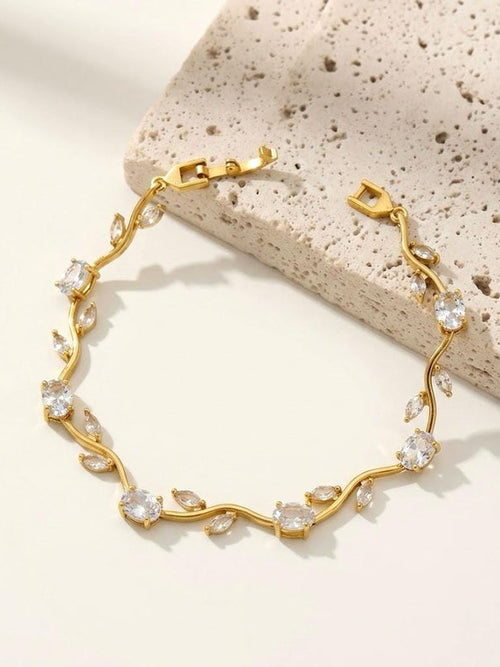 Tulip Vine Bracelet — Crystal White - 18K gold-plated stainless steel jewelry