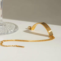 Gold Flat Bar & Multi-Strand Chain Bracelet - view 3