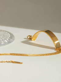 Gold Flat Bar & Multi-Strand Chain Bracelet - view 3