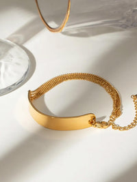Gold Flat Bar & Multi-Strand Chain Bracelet - view 4