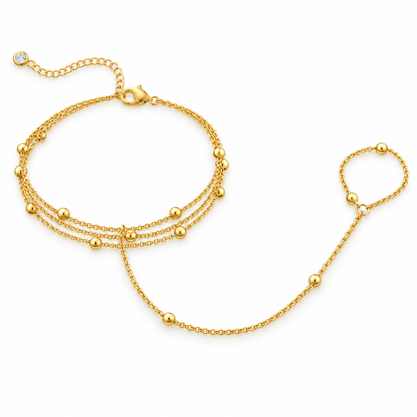 Triple Strand Bead Chain Hand Ringlet