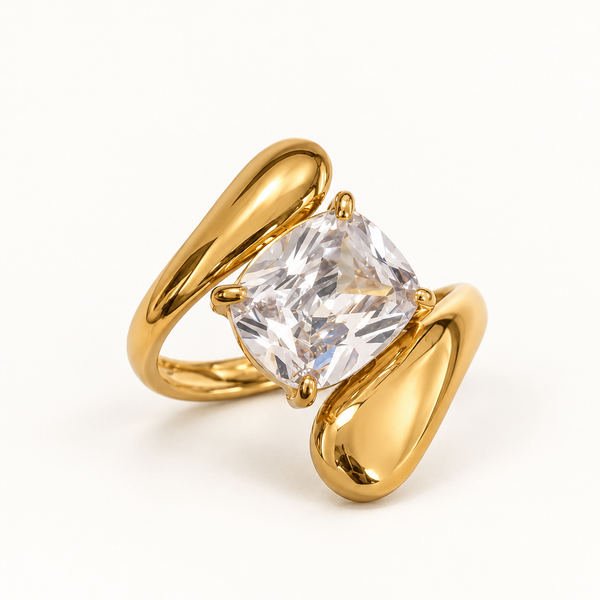 Crystal Solitaire Open Ring