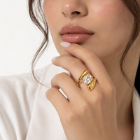 Crystal Solitaire Open Ring - view 2