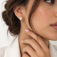 Pearl Bezel Stud Earrings - view 2