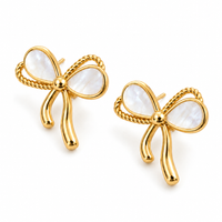 Mother of Pearl Bow Stud Earrings - view 1
