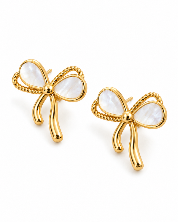 Mother of Pearl Bow Stud Earrings