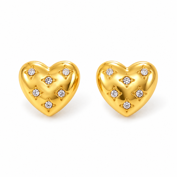 Crystal Heart & Star Stud Earrings