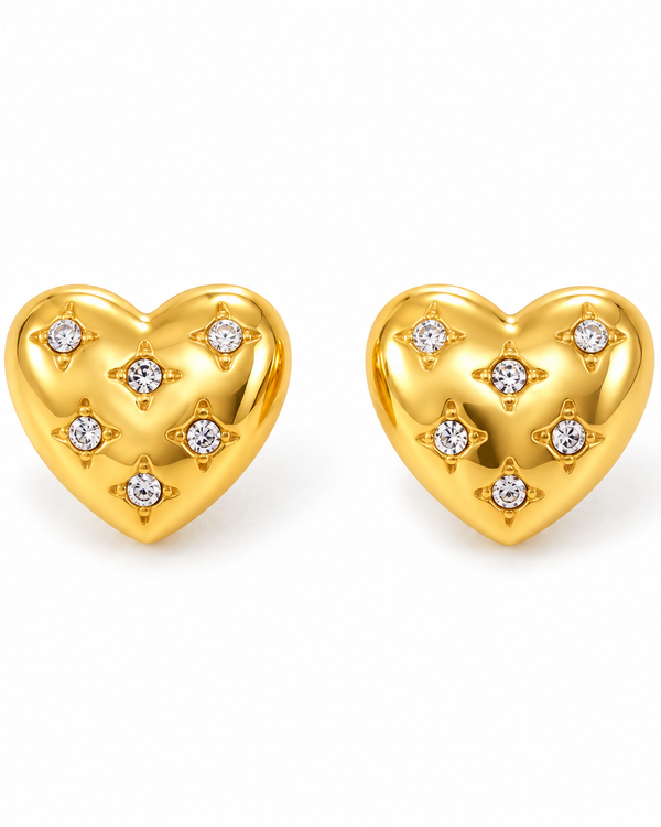 Crystal Heart & Star Stud Earrings