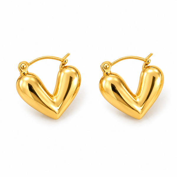Puffy Heart Hoop Earrings