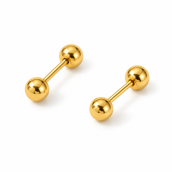 Double Ball Barbell Stud Earrings