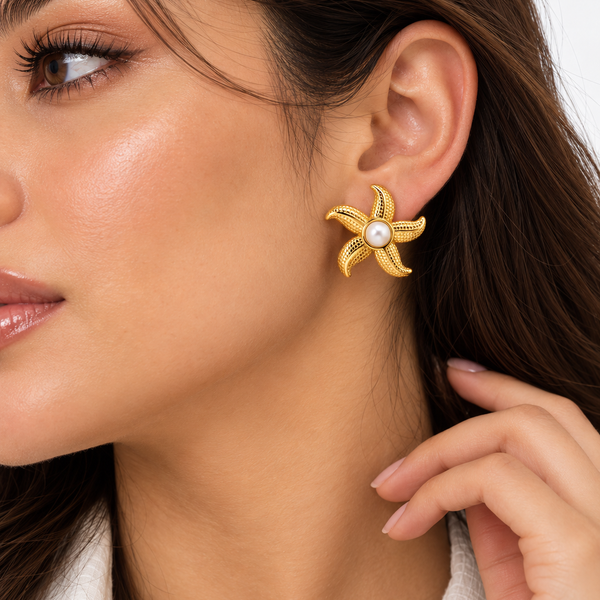 Pearl Starfish Stud Earrings