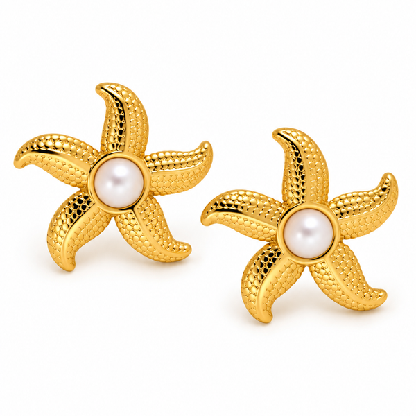Pearl Starfish Stud Earrings