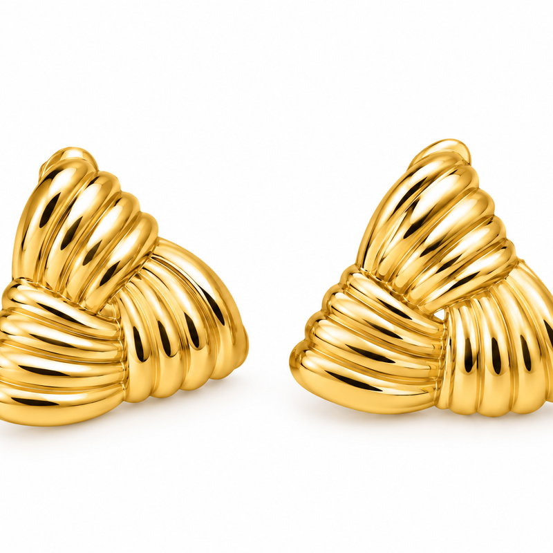 Ridge Bow Stud Earrings - 18K Gold Plated Stainless Steel Jewelry