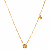 Gold Rose Flower Pendant Necklace - view 1