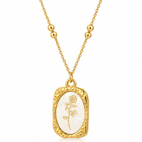 Rose Engraved Tag Necklace - view 1