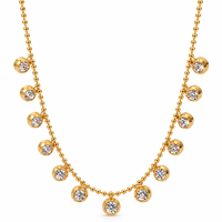 Dangling Crystal Charm Bead Chain Necklace - view 1