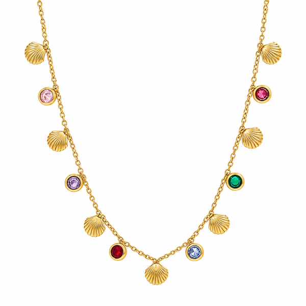 Rainbow Shell & Crystal Charm Necklace