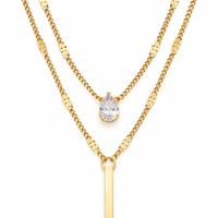 Layered Teardrop & Bar Necklace - view 1