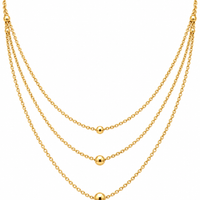 Triple Layer Gold Bead Station Necklace - view 3