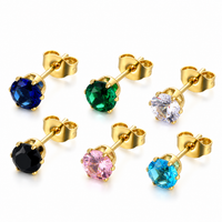 Solitaire Crystal Stud Earrings - view 1
