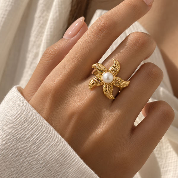 Starfish Pearl Ring