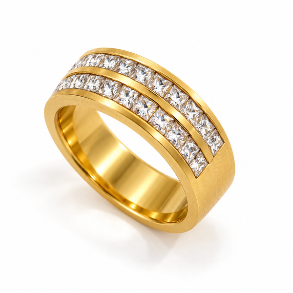 Double Row Crystal Band Ring