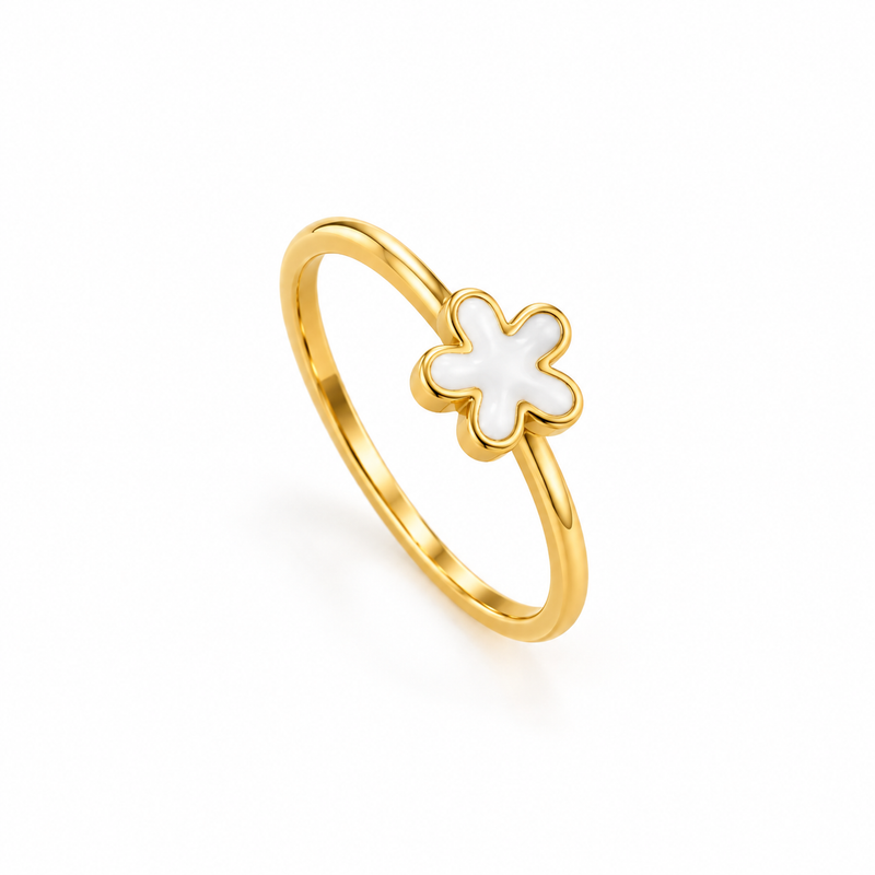 White Daisy Ring - 18K Gold Plated Stainless Steel Jewelry