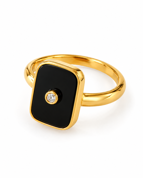 Black Enamel Signet Ring