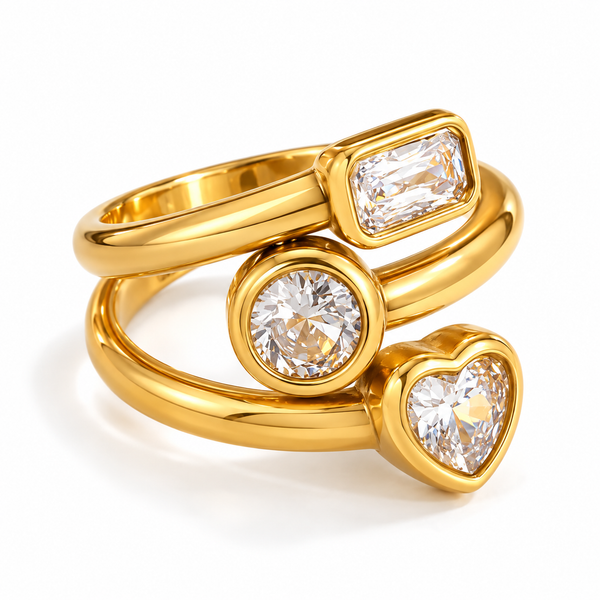 Triple Stone Open Ring