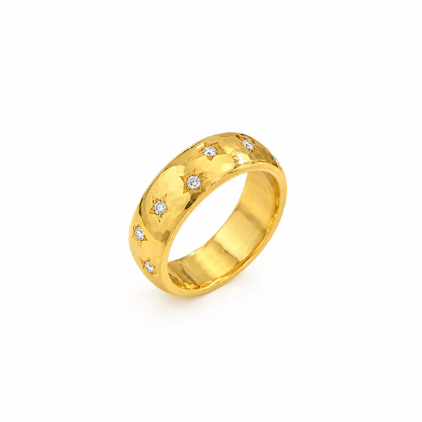 Star Studded Gold Band Ring