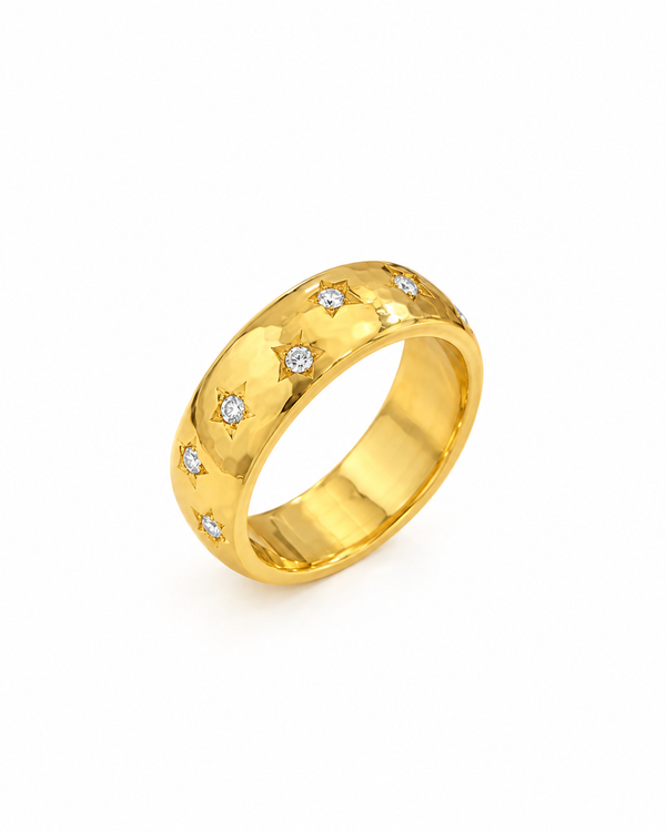 Star Studded Gold Band Ring