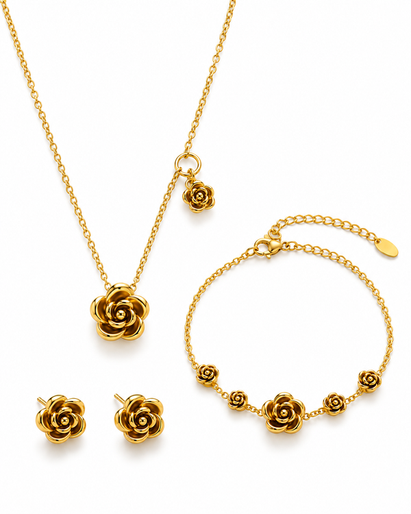 Gold Rose Jewelry Set