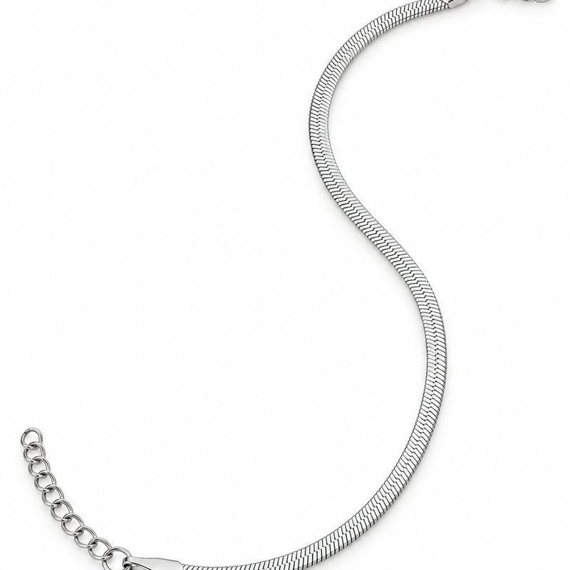 Herringbone Anklet – Silver - 18K Gold Plated Stainless Steel Jewelry