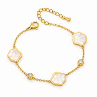 Mixed Station Gold Nugget & Pearl Crystal Bracelet - view 1