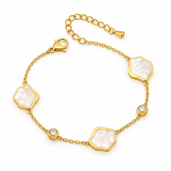 Mixed Station Gold Nugget & Pearl Crystal Bracelet