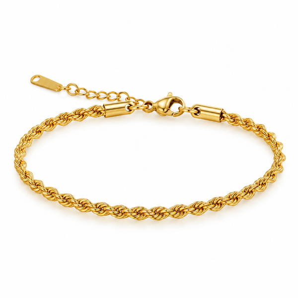 Gold Twisted Rope Chain Bracelet