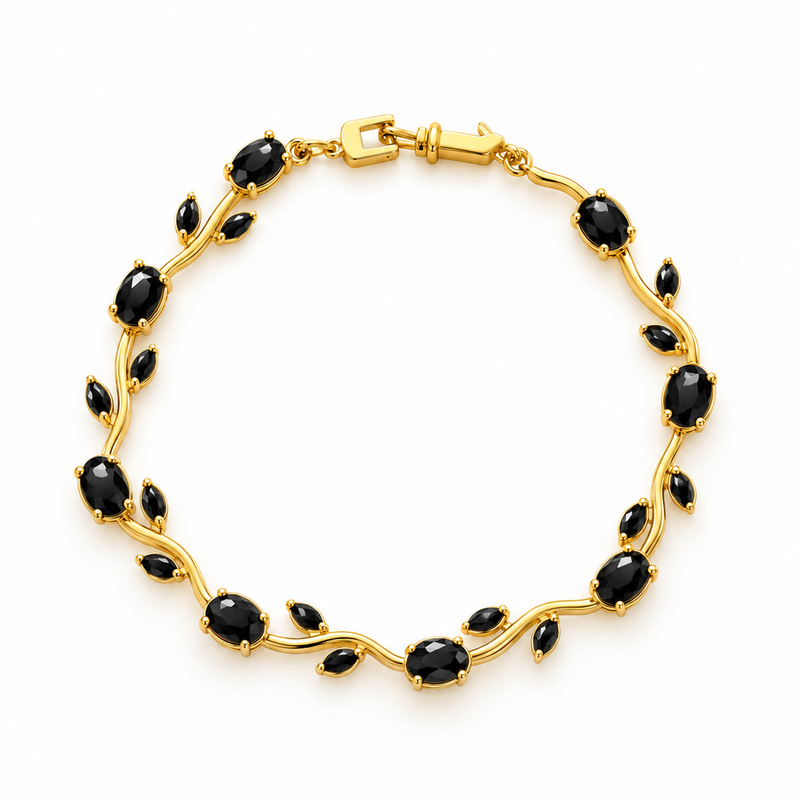 Tulip Vine Bracelet — Black - 18K Gold Plated Stainless Steel Jewelry