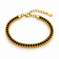 Crystal Tennis Chain Bracelet — Jet Black - view 1