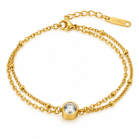 Double Chain Single Bezel Crystal Bracelet - view 1