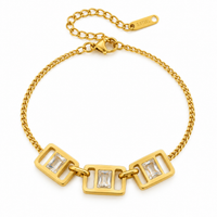 Linked Square Frame Baguette Crystal Bracelet - view 1