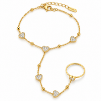 Heart Crystal Hand Chain Ringlet — Crystal White - view 1
