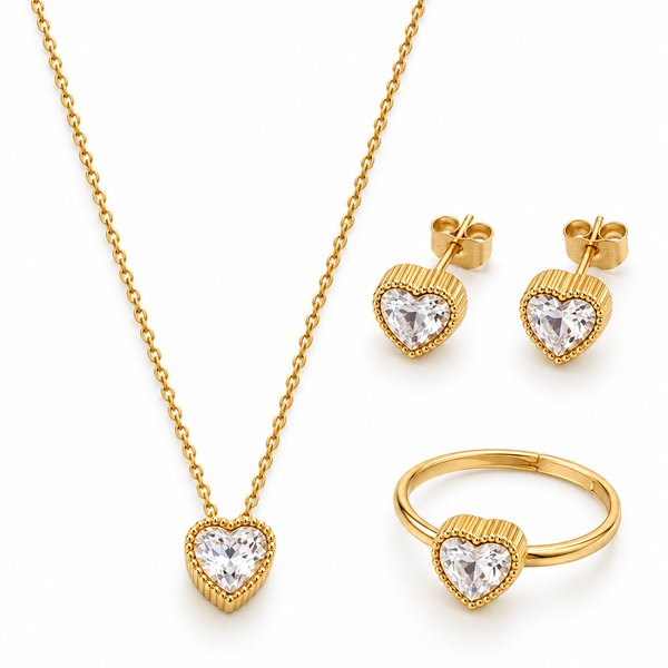 Crystal Heart Jewelry Set — Crystal White