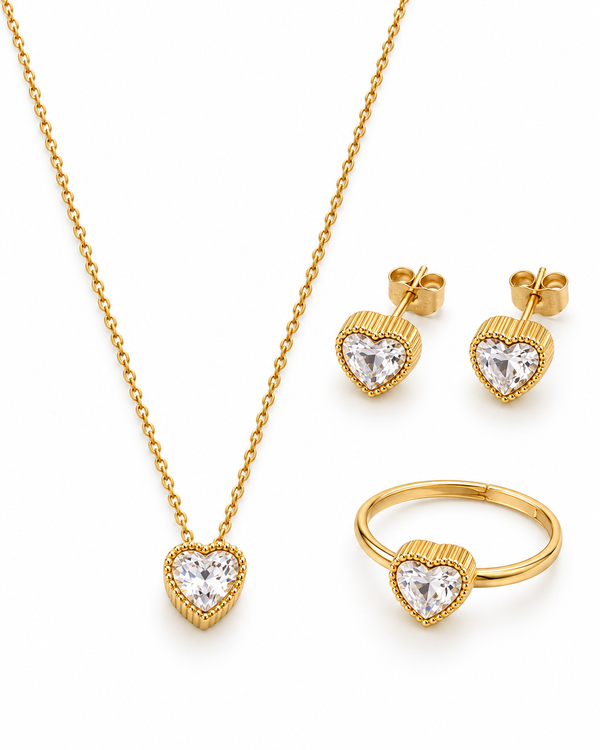 Crystal Heart Jewelry Set — Crystal White