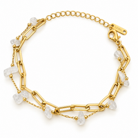 Moonstone Chip Double Chain Bracelet - view 1