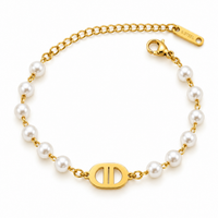 Pearl Chain Anchor Bracelet - view 1