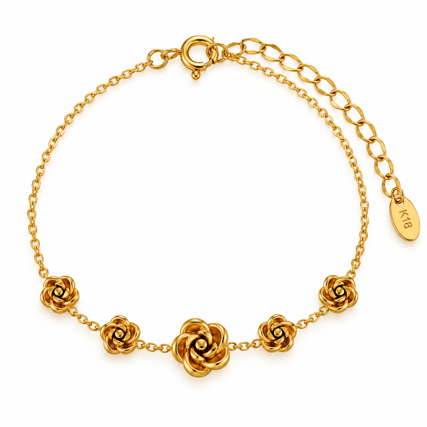 Gold Rose Flower Station Bracelet
