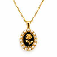Pearl Halo Rose Necklace - view 1